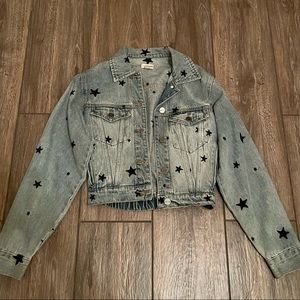 Cropped Denim Jacket with Stars